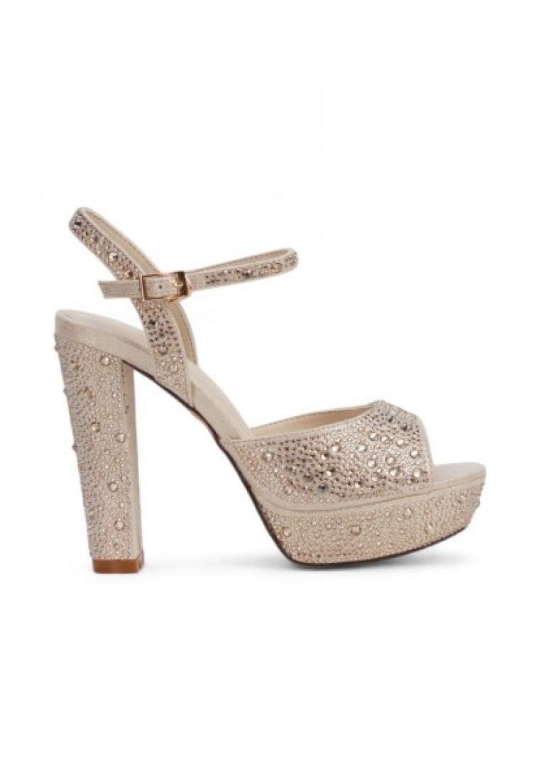 20101 Women Evening Platforms Slingback High Heels in Gold